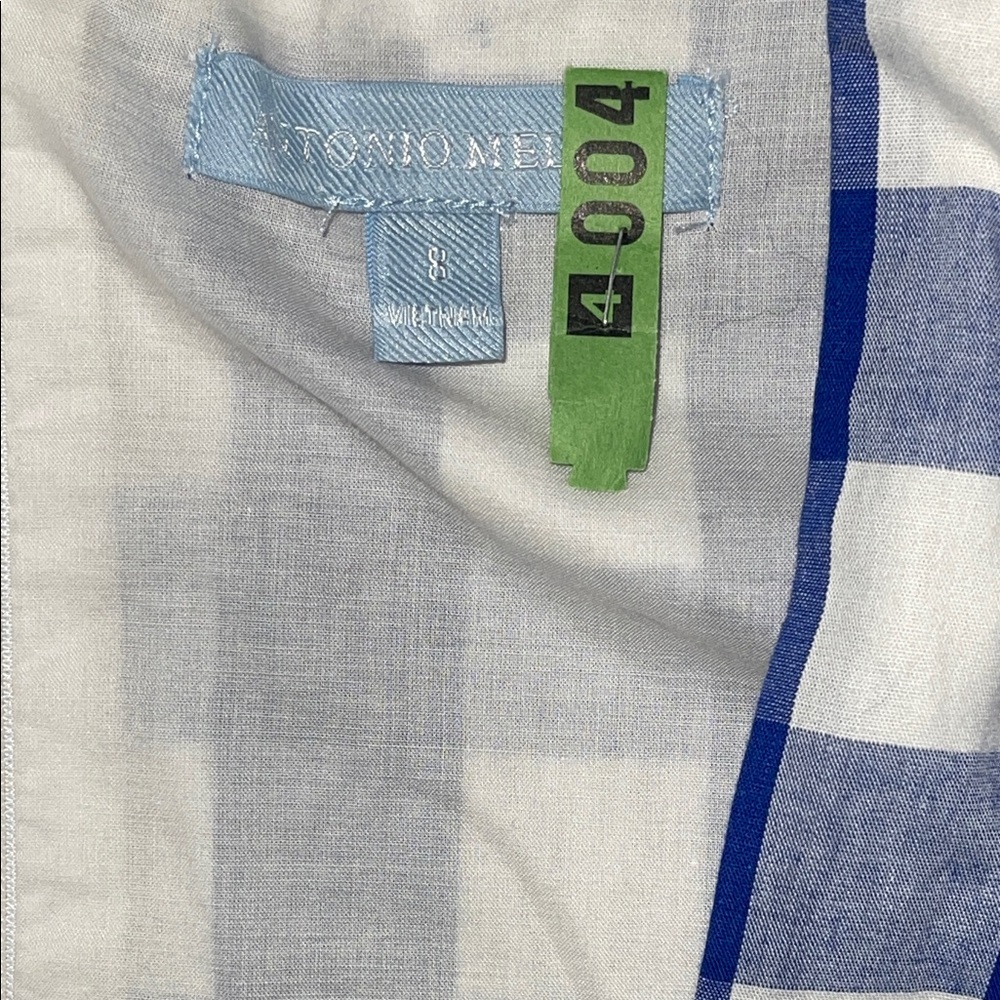 ANTONIO MELANI Blue and White Gingham Puff-Sleeve Midi Dress - Picture 4 of 4